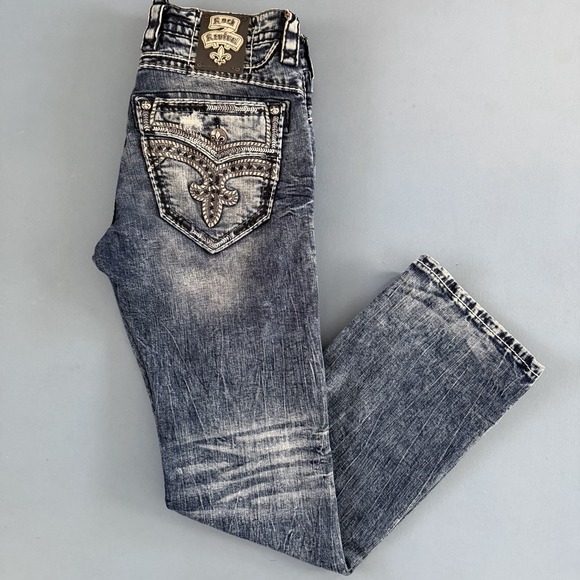 Rock Revival Earlin Boot Y2K Distressed Light Wash Denim Jeans